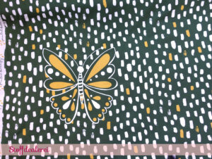 Stretchjersey „Butterfly Dots“ Panel grün