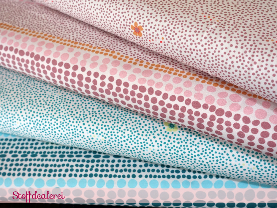Stretchjersey „Dotty and Bloomy“ altrosa