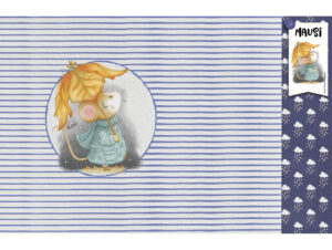 Stretchjersey „Mausi“ blau – Panel