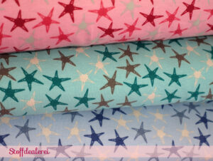 Stretchjersey „Seesterne“ petrol