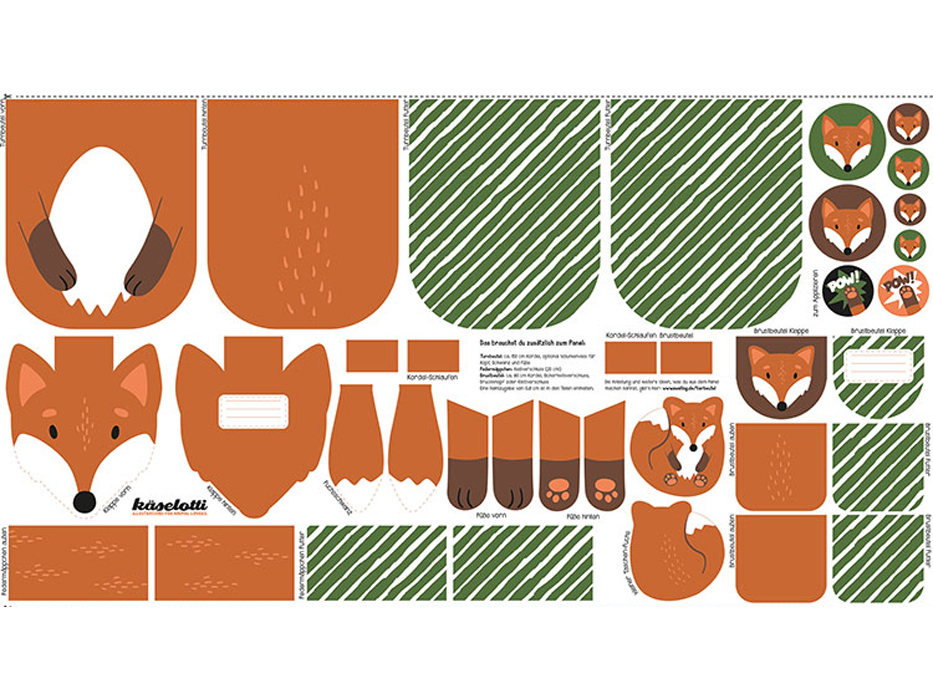 Baumwolldruck „Tierbeutel“ Fuchs – Panel