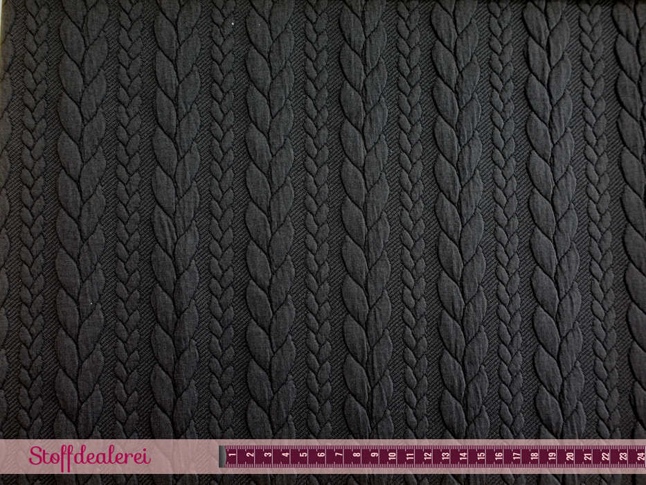Schöner Jersey-Jacquard schwarz-magenta 150cm 