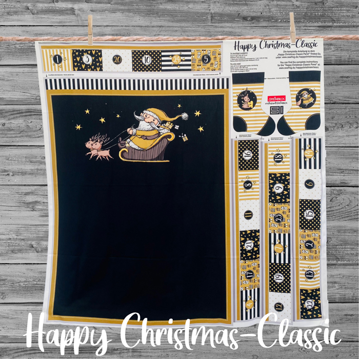 Canvas „Happy Christmas Classic“ schwarz-gold