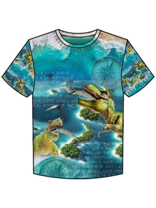 Stretchjersey „Dinosaur Island“ – Panel
