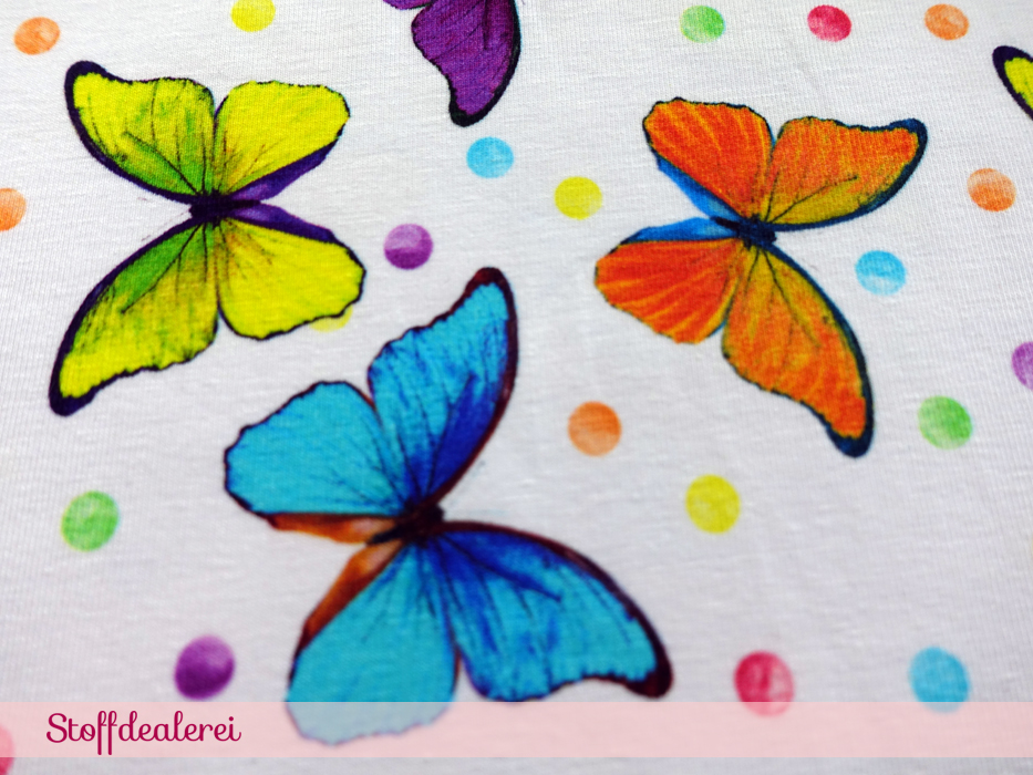 Stretchjersey „Little Rainbow Butterflies“