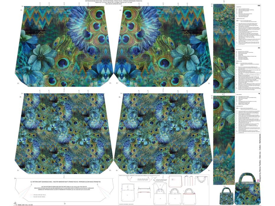 Canvas Shopper-Tasche „Blue Flowers“ – Panel