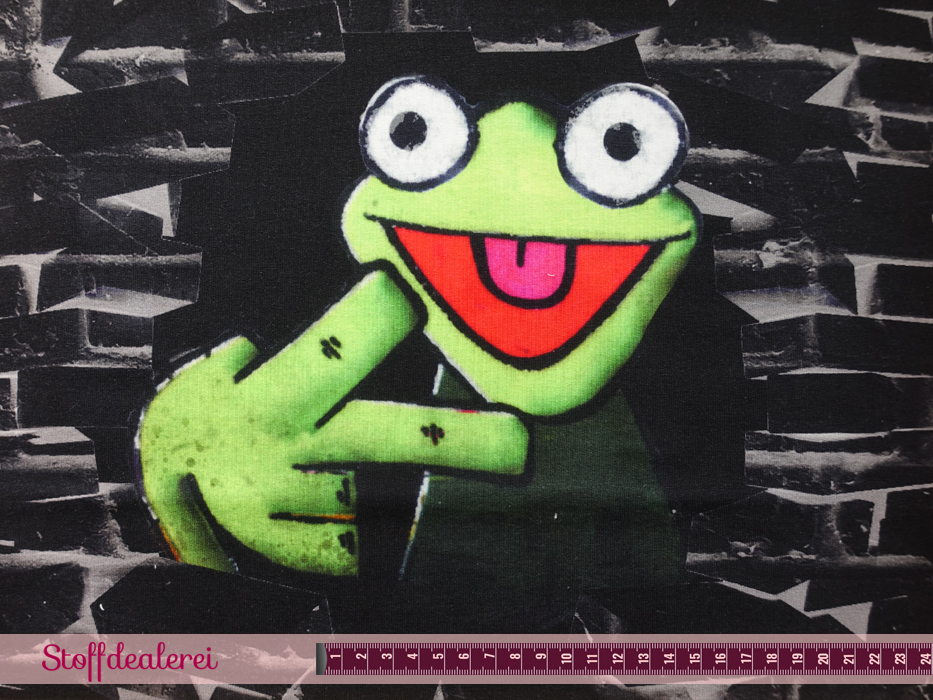 French Terry „Grafitti Frosch“ schwarz – Panel