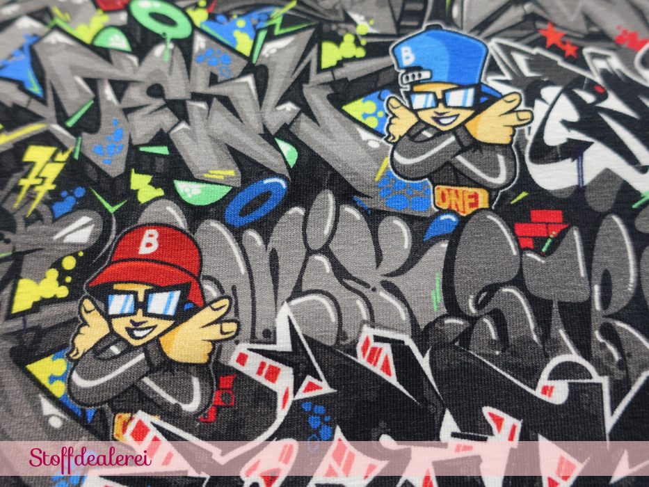 Stretchjersey „Grafitti Wall“